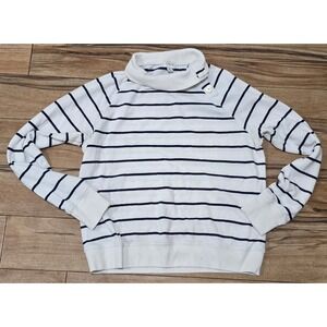 J. Crew Striped Turtleneck Sweatshirt Women's Size Small White Navy Casual